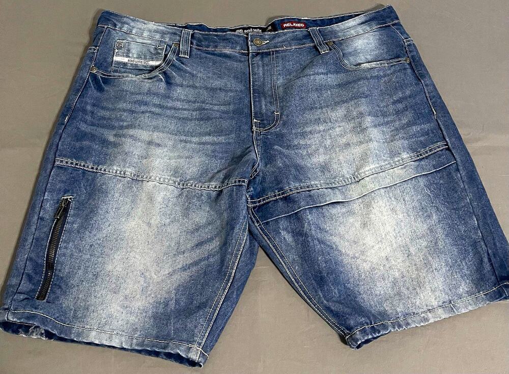 Ecko Unltd Relaxed Fit Denim Shorts Mens 44 Baggy Y2K Jorts Zipper Pocket Skater